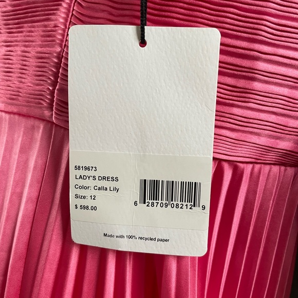 AMUR NWT Kin Pink Strapless Pleated Midi Valentine’s Prom Dress Size 12 - Picture 9 of 16